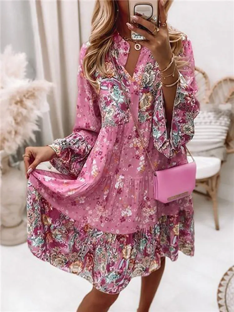Women Loose Vintage Fashion Ruffles Befree Dress Large Big Lace Sexy Summer Boho Casual Party Elegant Dresses